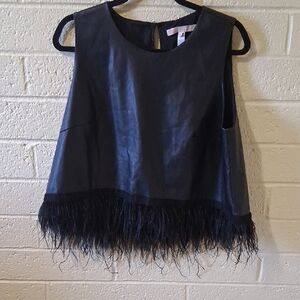 Black Sleeveless Top with Fringe